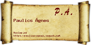 Paulics Ágnes névjegykártya