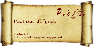 Paulics Ágnes névjegykártya