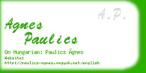 agnes paulics business card